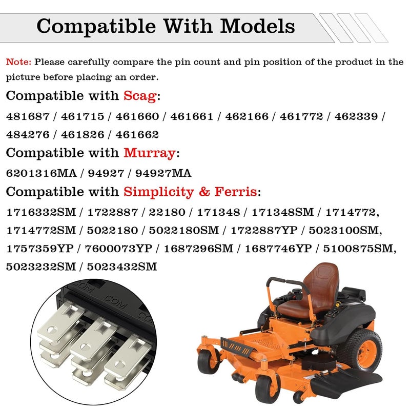 FBLOWMOD 483957 Mower Clutch PTO Switch, 8 Terminals, Upgrade Blade Clutch Switch, Fit for Scag Murray Ferris Simplicity, Replace 481687 - Image 3